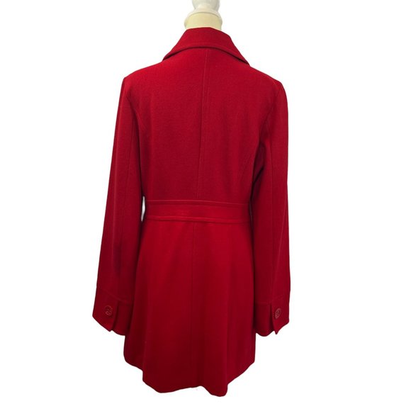 Gorgeous Tulle Bright Red Wool Blend Coat with Red & White Print Lining … - Picture 3 of 9